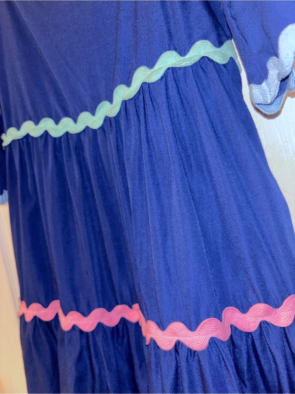 entro Navy Blue Tiered Maxi Dress with Multicolor Rickrack - Picture 2 of 4